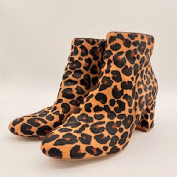 INC International Concepts Leopard Print Block Heel Ankle Boots – Size 10M - Picture 1 of 13